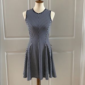 Navy and White Sleeveless Dress